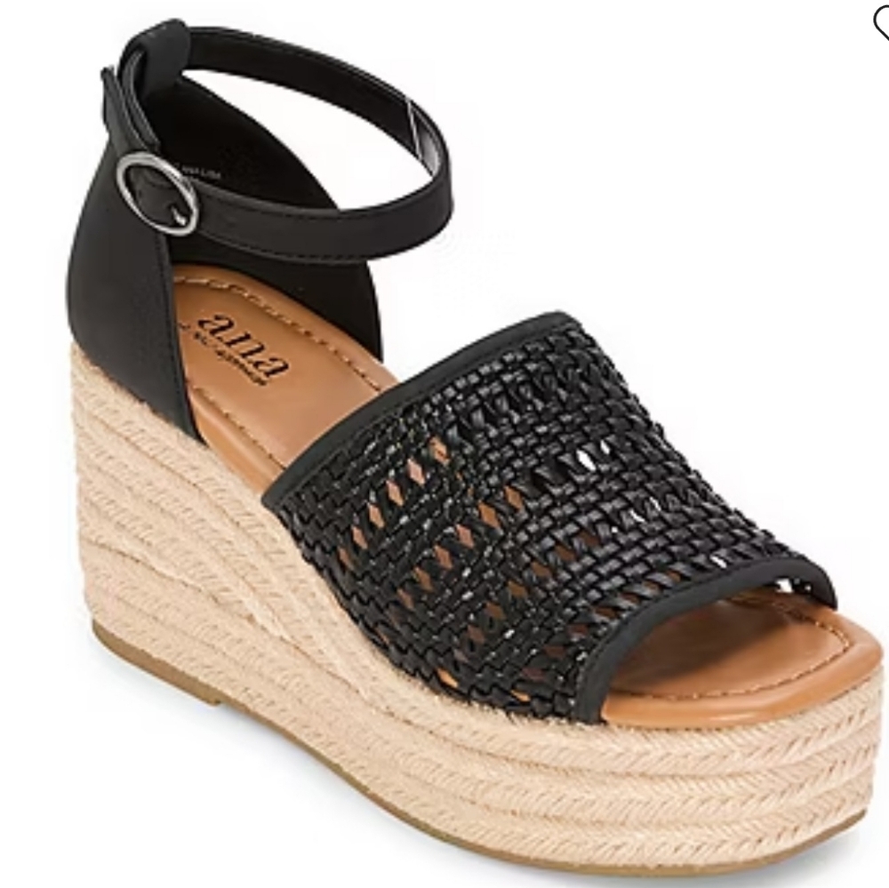a.n.a Lisa Black Wedge Sandals. 7.5 - Picture 13 of 15